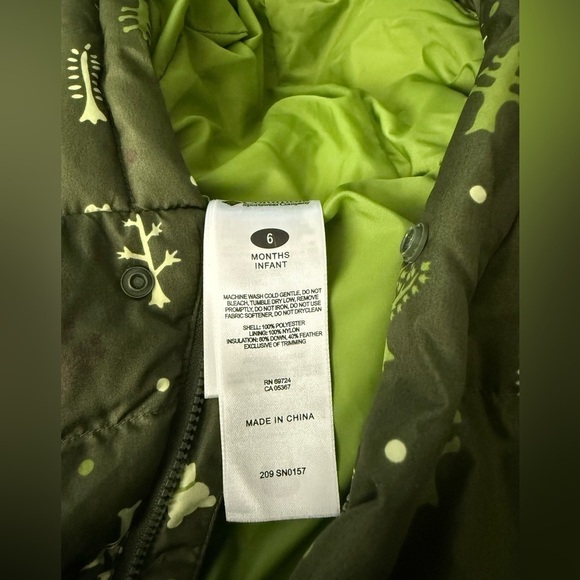 Columbia Baby One Piece Down Snowsuit Green Hooded Insulated Winter Bunting 6M - Picture 7 of 8